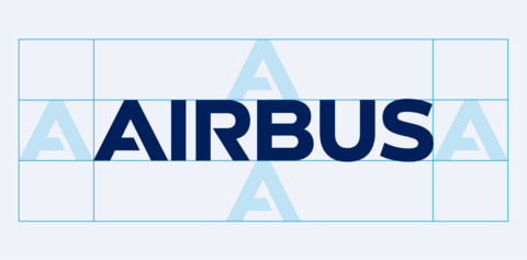 The exclusion zone around the Airbus logo is one Airbus A to each side