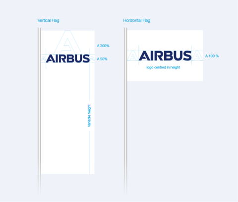 Vertical and horizontal flags with Airbus logo