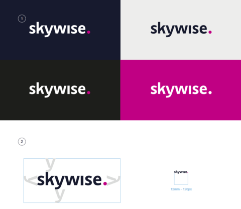 Skywise logo variants, exclusion zone and minimum size