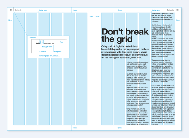 Layout grid dimensions for A4 portrait brochures