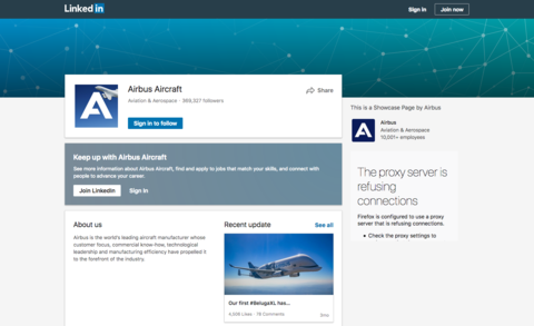 Airbus Commercial Aircraft LinkedIn account