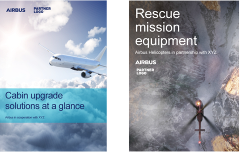Brochure layout examples with Airbus as equal partner