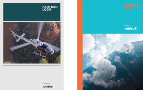 Brochure layout examples with Airbus as minor partner