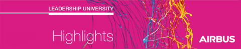 Leadership University Highlights banner on pink background