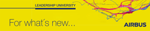 Leadership University What's new banner on yellow background