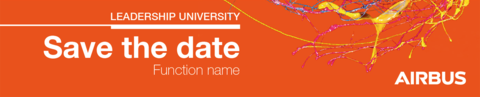Leadership University Save the date banner on orange background
