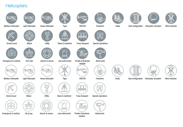 Helicopters icons Helicopters icons
