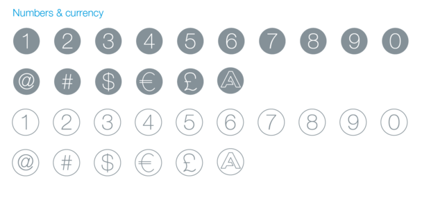 Numbers & currency icons
