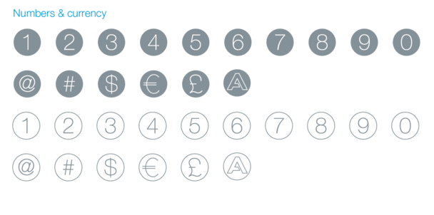 Numbers & currency icons Numbers & currency icons