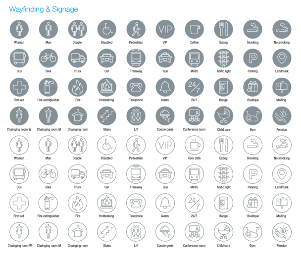 Wayfiding & Signage icons Wayfiding & Signage icons