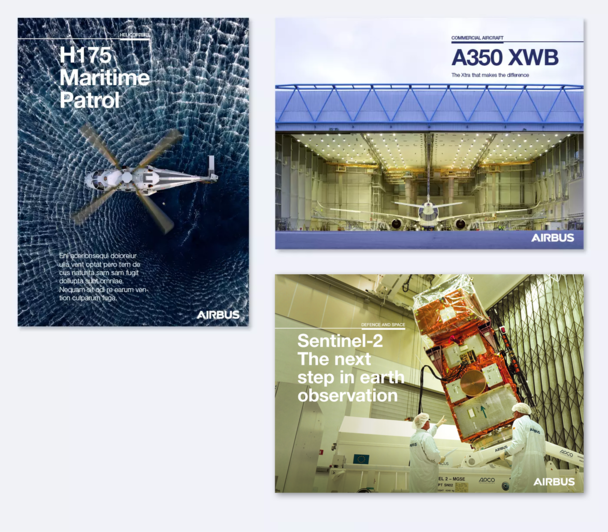 Examples of posters for H175, A350 and Sentinel 2