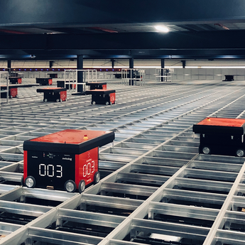 Satair's automated storage system, “AutoStore”, at its facility in Fuhlsbüttel, Hamburg
