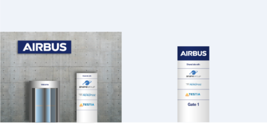 Wall mounted Airbus sign and totem for shared sites Wall mounted Airbus sign and totem for shared sites