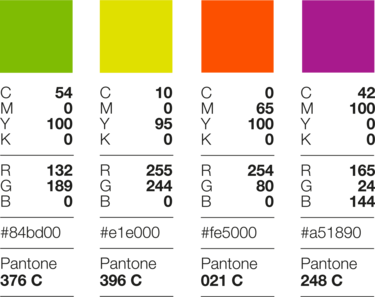 Four highlight colours for the key line Four highlight colours for the key line