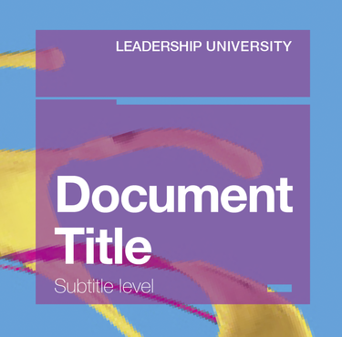 Leadership University descriptor position in the title block Leadership University descriptor position in the title block