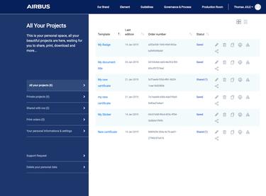 Projects overview list Projects overview list