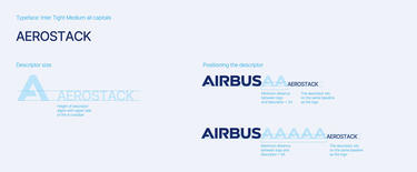 Airbus Aerostack descriptor typeface, size and positioning