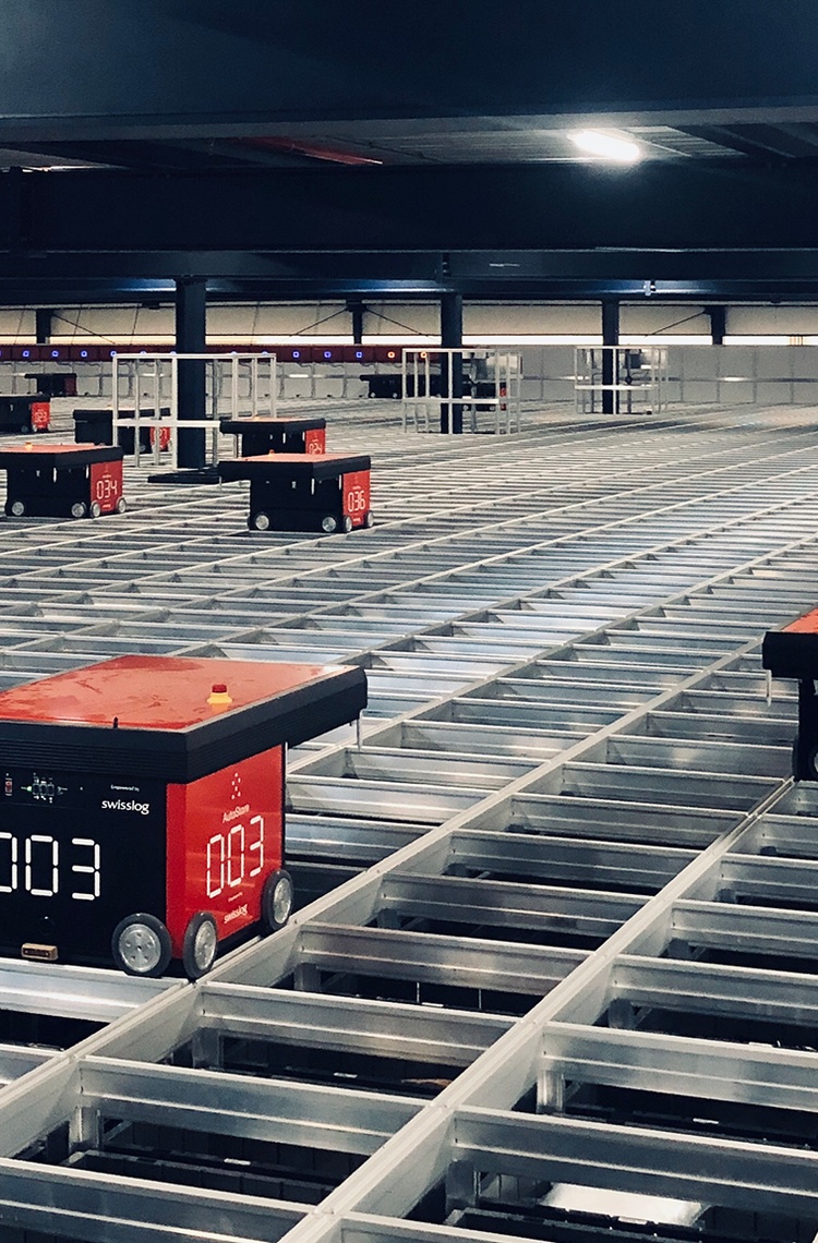 Satair's automated storage system, “AutoStore”, at its facility in Fuhlsbüttel, Hamburg
