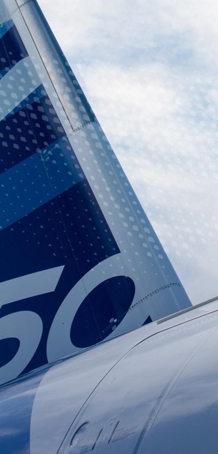 Picture detail of an Airbus A350 aircraft