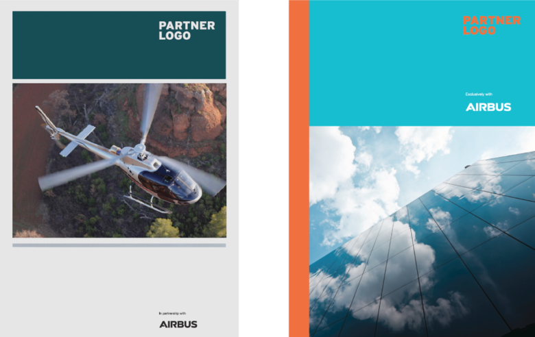 Brochure layout examples with Airbus as minor partner Brochure layout examples with Airbus as minor partner