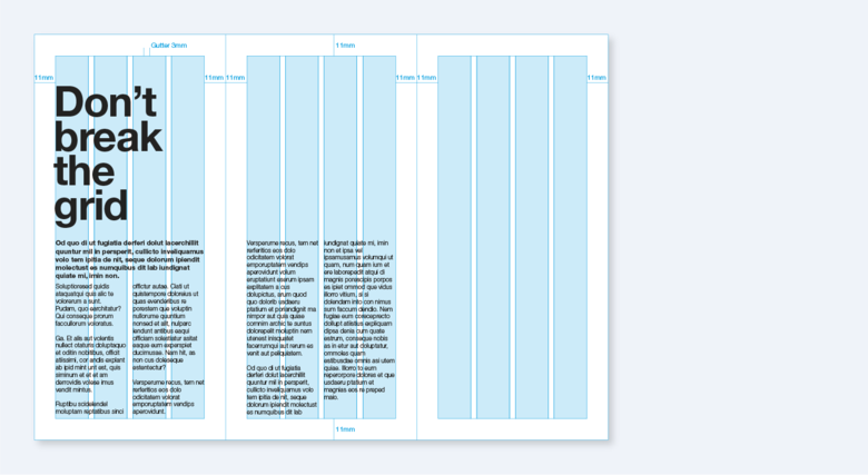 Layout grid dimensions for leaflets Layout grid dimensions for leaflets