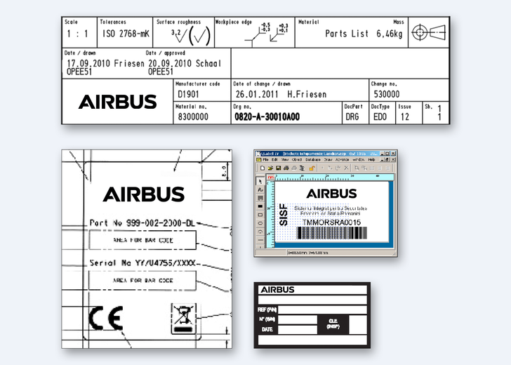 Black Airbus logo on various plates Black Airbus logo on various plates