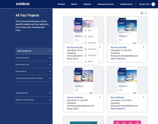 Projects overview edit options Projects overview edit options