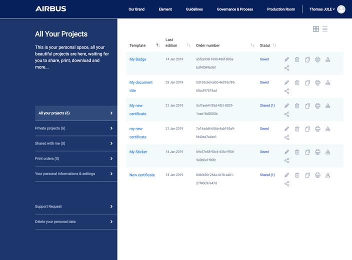 Projects overview list Projects overview list