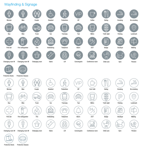 Wayfinding and signage icons