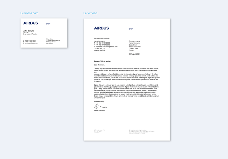 Airbus Crisa business card and letterhead Airbus Crisa business card and letterhead
