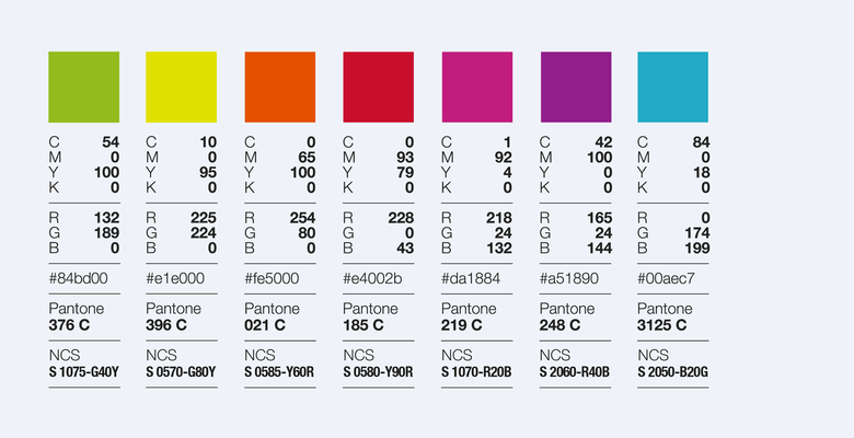 7 colours in the highlight colours palette 7 colours in the highlight colours palette