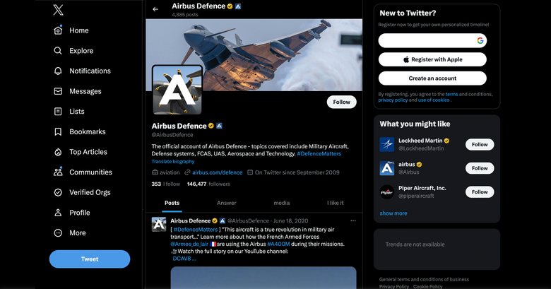 Airbus Defence X account Airbus Defence X account