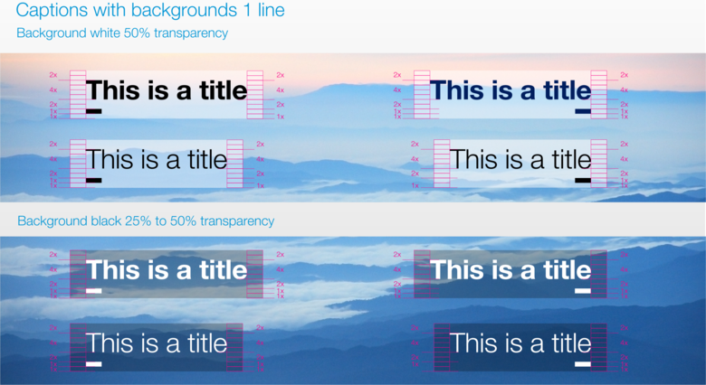 Captions with backgrounds over one line Captions with backgrounds over one line