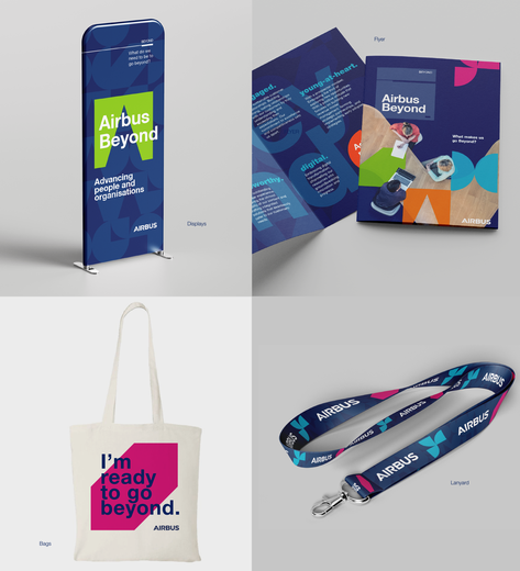Layout examples display, flyer, bag, lanyard Layout examples display, flyer, bag, lanyard