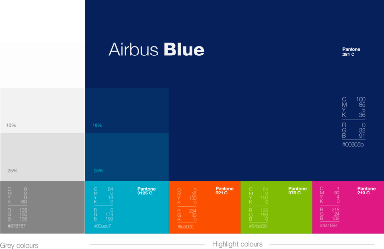 Airbus Beyond colour palette Airbus Beyond colour palette
