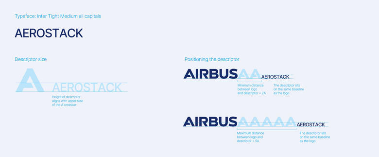 Airbus Aerostack descriptor typeface, size and positioning Airbus Aerostack descriptor typeface, size and positioning