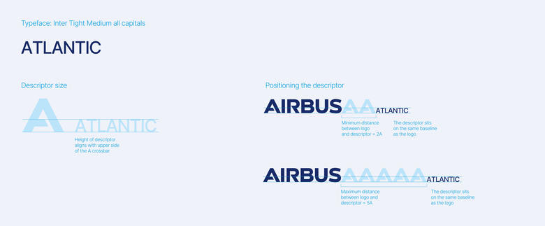 Airbus Atlantic descriptor typeface, size and positioning Airbus Atlantic descriptor typeface, size and positioning