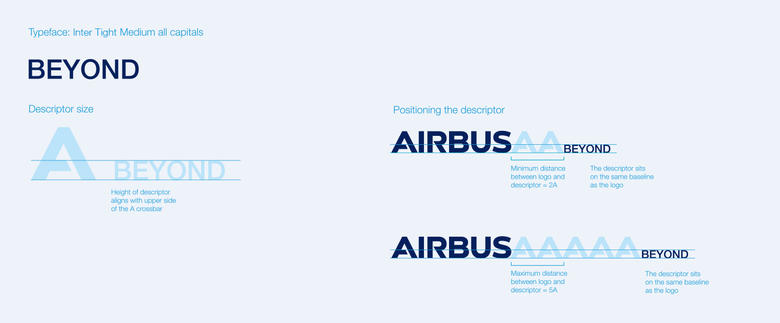 Airbus Beyond descriptor typeface, size and positioning Airbus Beyond descriptor typeface, size and positioning