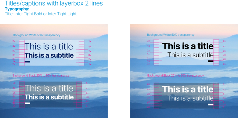 Titles and captions with layerbox over two lines Titles and captions with layerbox over two lines