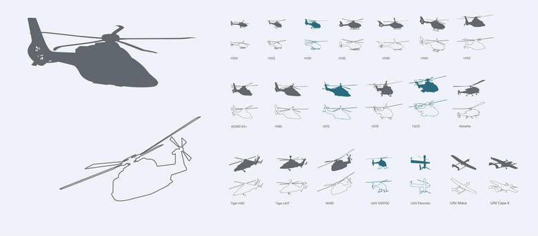 Helicopters product silhouettes overview Helicopters product silhouettes overview